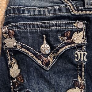 Miss Me Dark Blue Embroidered Jeans